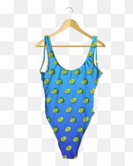 Avocado Blue Ombre One - Piece Checkered Swimsuit Emoji
