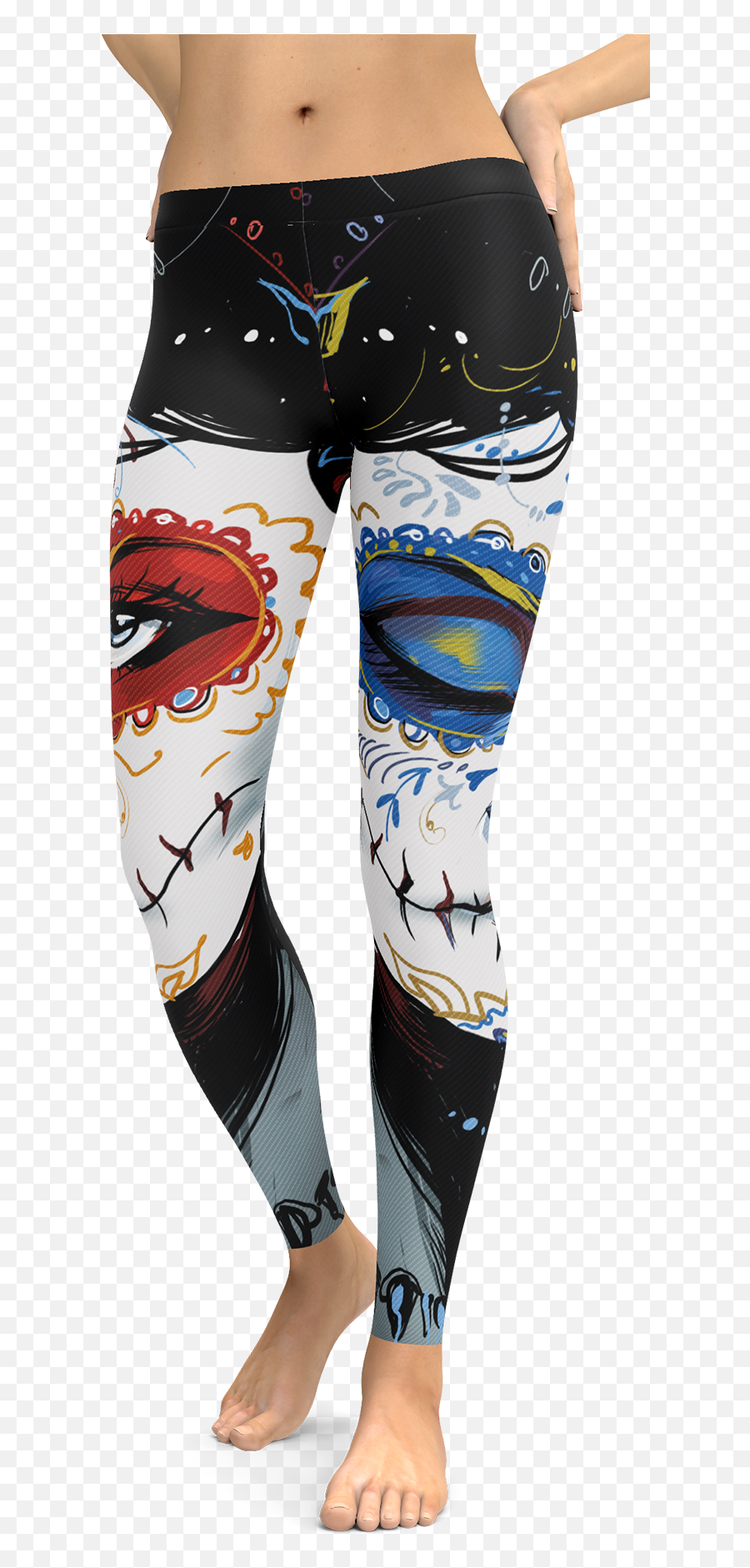 Sugar Skulls Girls In Blue And Red - Skull Legging Transparent Emoji,Emojis Pants