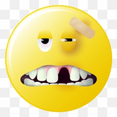 Mugshot Smiley - Smiley With Broken Teeth Emoji,Suspicious Emoji