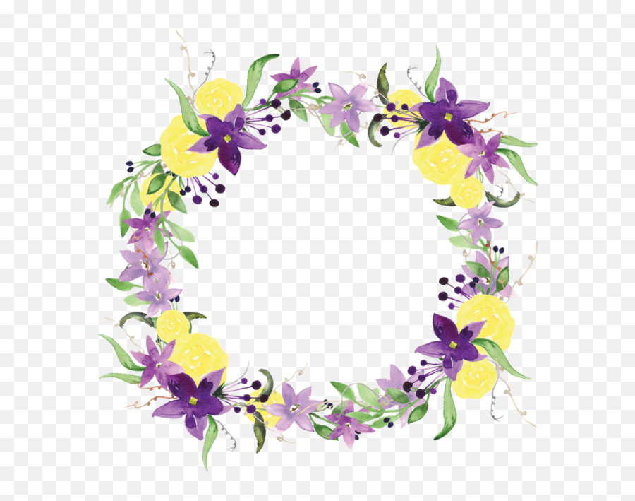 Library Of Yellow Flower Border Clip Free Stock Png Files - Png Watercolor Borders Flowers Emoji,Purple Flower Emoji