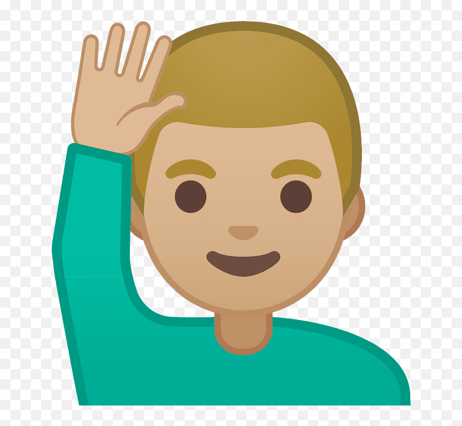 Man Raising Hand Emoji Clipart - Raising Hand Emoji,Man Raising Hand Emoji