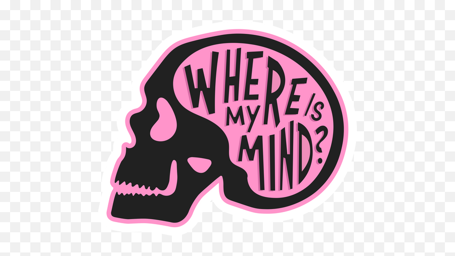Skull Where Is My Mind Sticker - Hair Design Emoji,Emoji Ticket Gun Skull