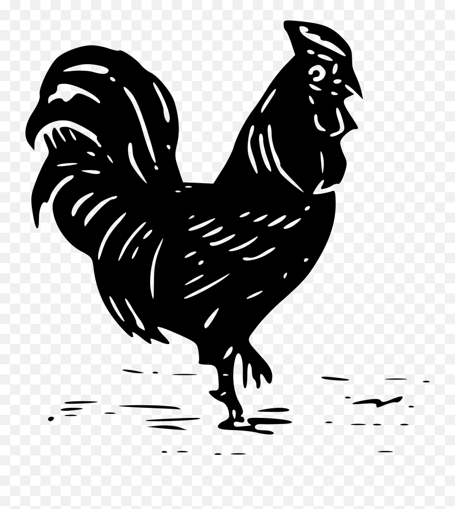 Cochin Chicken Rooster Silhouette Clip - Black And White Rooster Clipart With Transparent Background Emoji,Rooster Emoticon