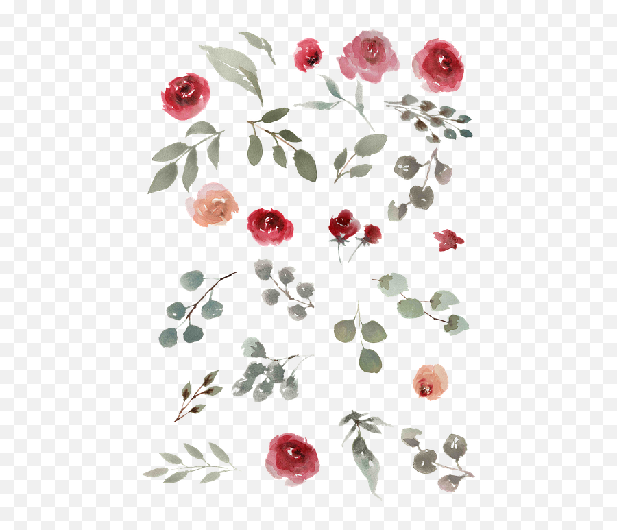 Watercolor Roses Green - Small Watercolor Png Emoji,Japanese Flower Emoticon