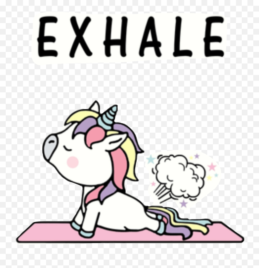 Sticker Yoga Unicorn Funnyedits Freetoedit - Chibi Cute Unicorns Emoji,Exhale Emoji