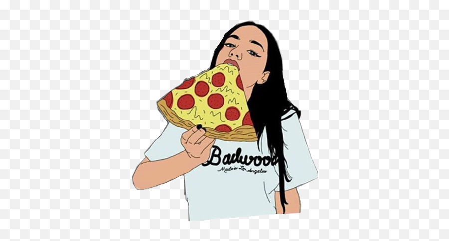 Fastfoods Pizza Pizzapepperoni Girl Eat - Cartoon Girl Eating Pizza Drawing Emoji,Emoji Eating Pizza