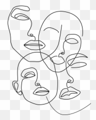 Abstract Carnival Face Printable One Line Child Like - Face Outline Emoji,Onion Ring Emoji