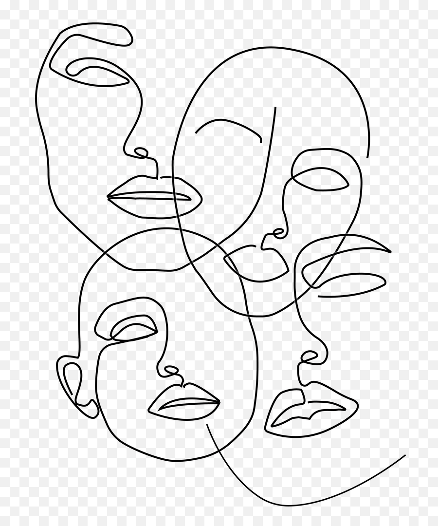 Abstract Carnival Face Printable One Line Child Like - Face Outline Emoji,Onion Ring Emoji
