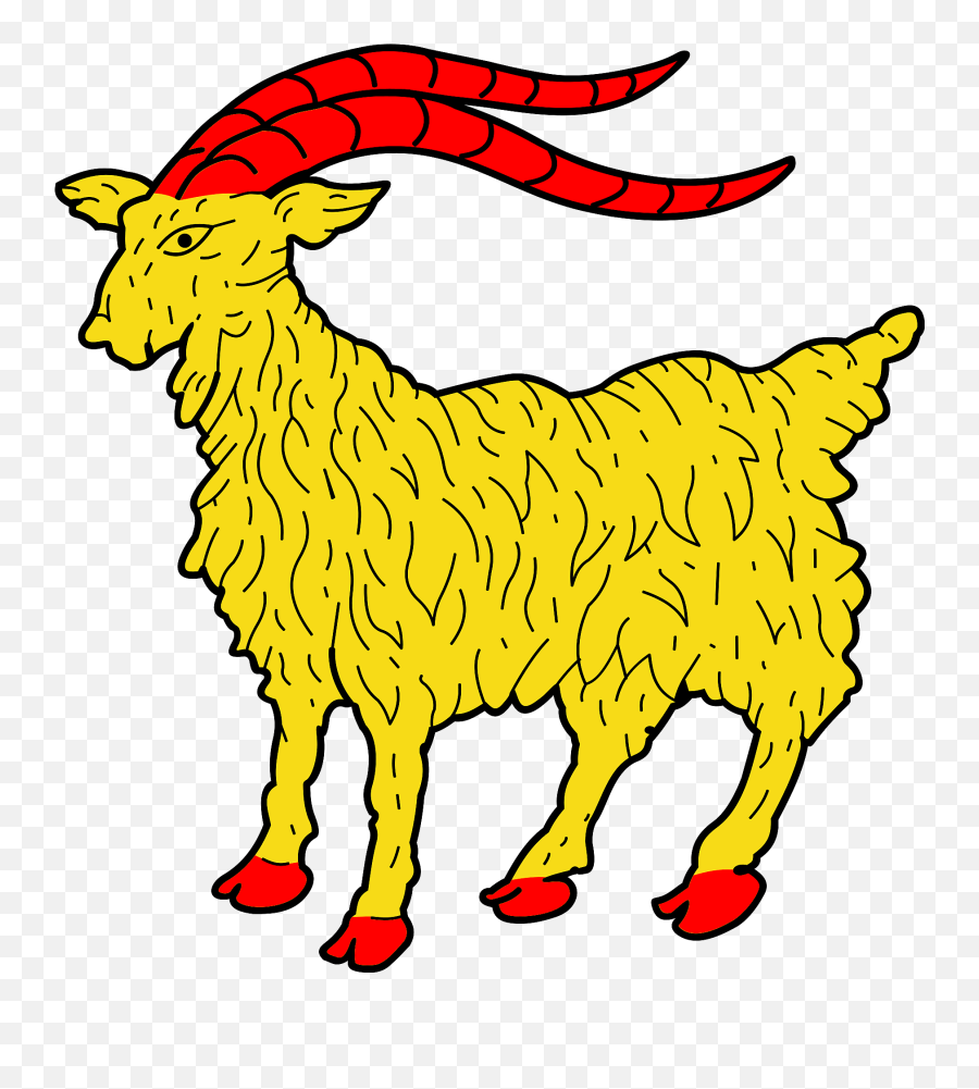 Yellow Goat With Red Horns Clipart Free Download - Yellow Goat Emoji,Goat Emoticon