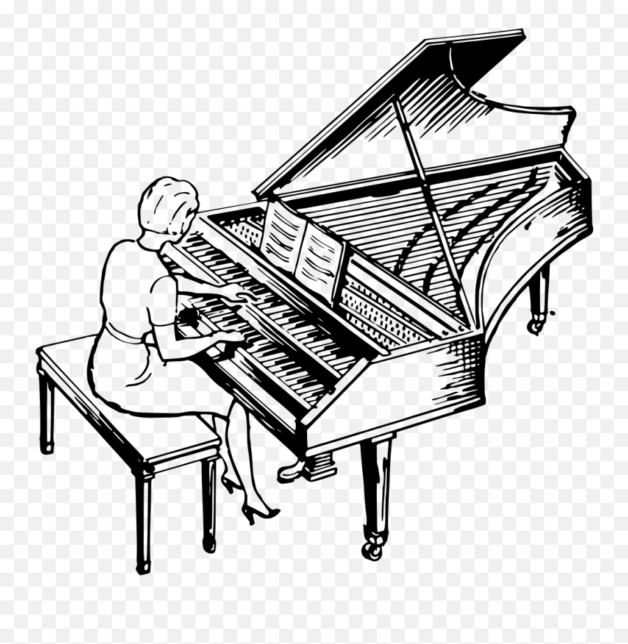 Piano Clipart Harpsichord Piano - Pianist Clipart Black And White Emoji,Guy And Piano Emoji