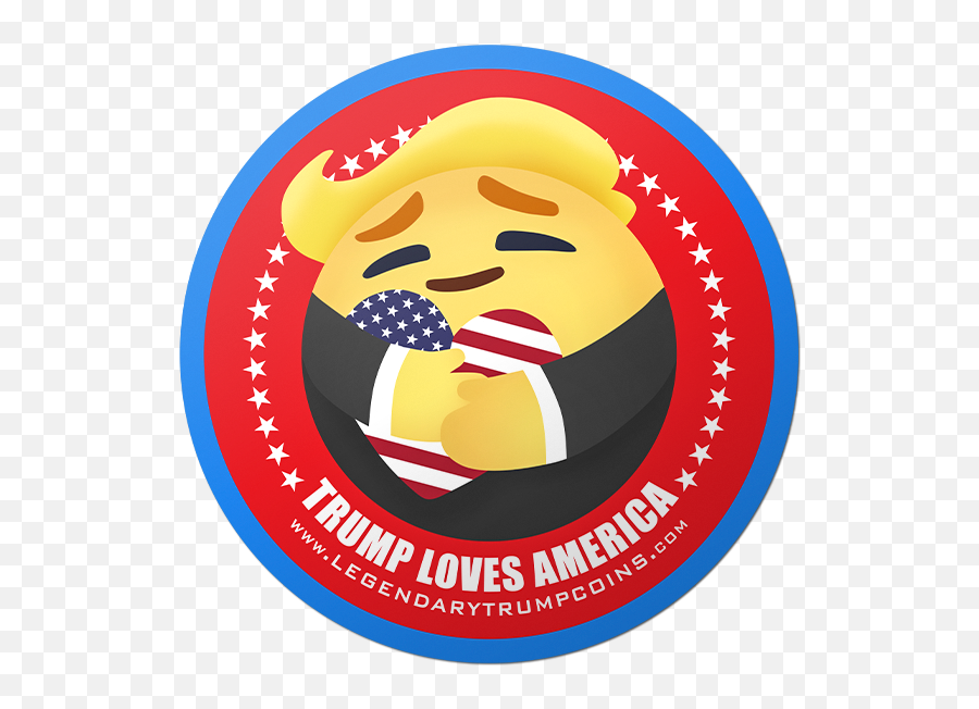 Trump Loves America Emoji 3 Vinyl Sticker - Legendary Trump Coins Flag Of The President,Emoji Website Clothing
