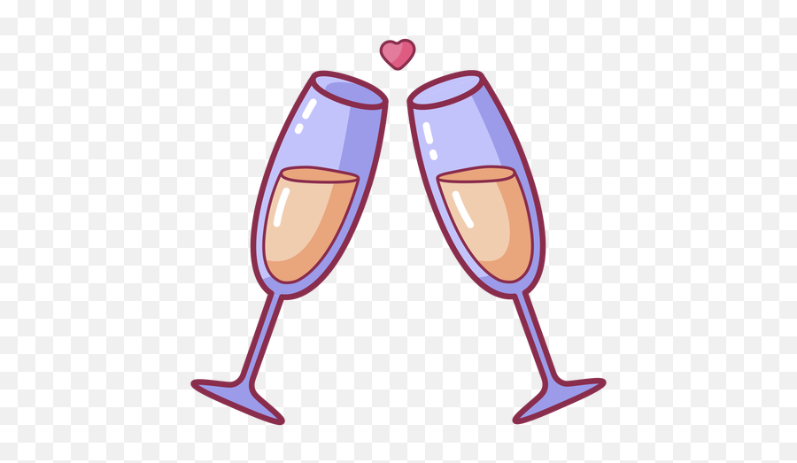 Valentine Cheers Heart Bubble Colored - Transparent Png Taça Champagne Coração Icone Emoji,Martini Glass And Party Emoji