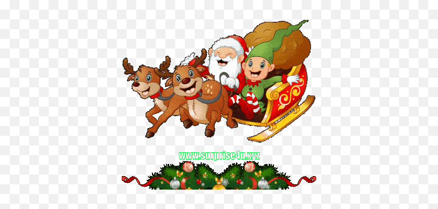 Farmville Game Wish You Merry Christmas - Santa And Elf On Sleigh Emoji,Merry Xmas Emoji