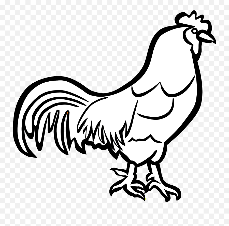 Black And White Line Art Clipart - Rooster Black And White Emoji,Rooster Emoji