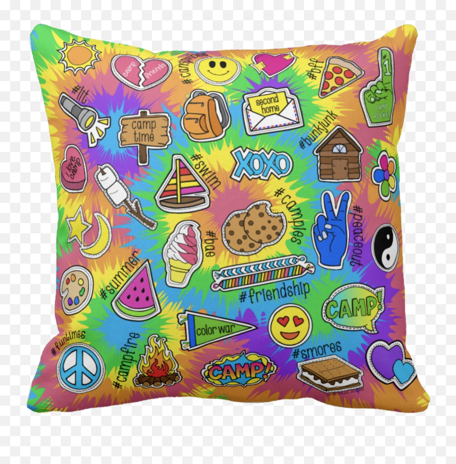 Tie Dye Camp Throw Pillow - Cushion Emoji,Is There A Campfire Emoji