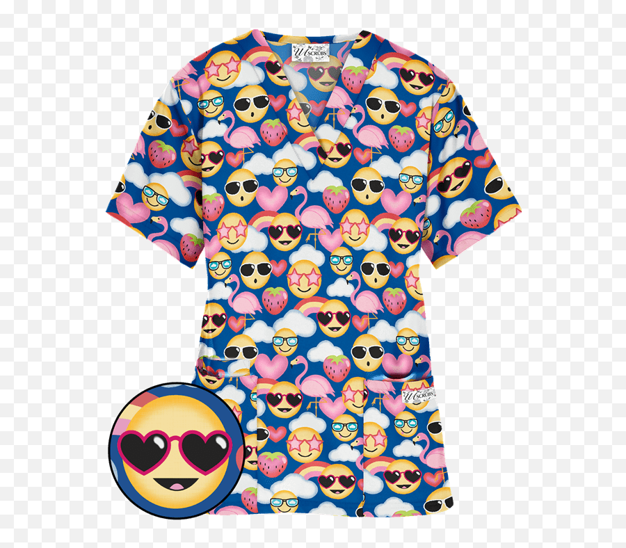 Ua Sunmoji Royal Print Scrub Top In 2020 - Active Shirt Emoji,Emoji Outfit Cheap