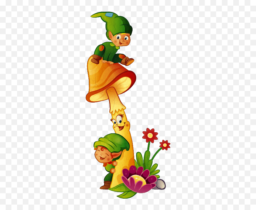 Elves Mushroom Flowers Elf Playful - Clipart Faires And Elves Emoji,Elf Emoji