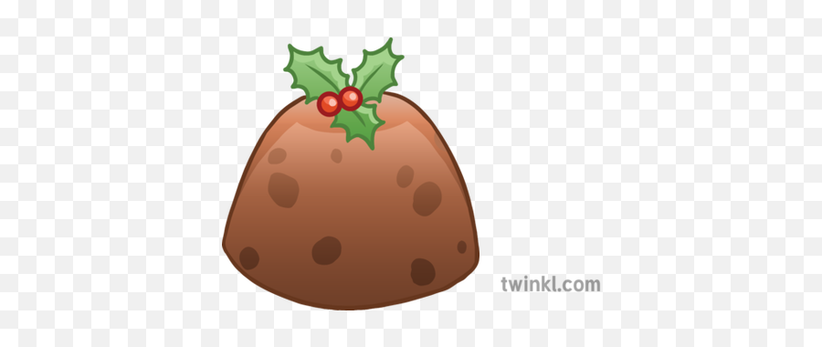 Christmas Pudding Emoji Icon Xmas Phone Topics Mixed - Strawberry,Holly Emoji