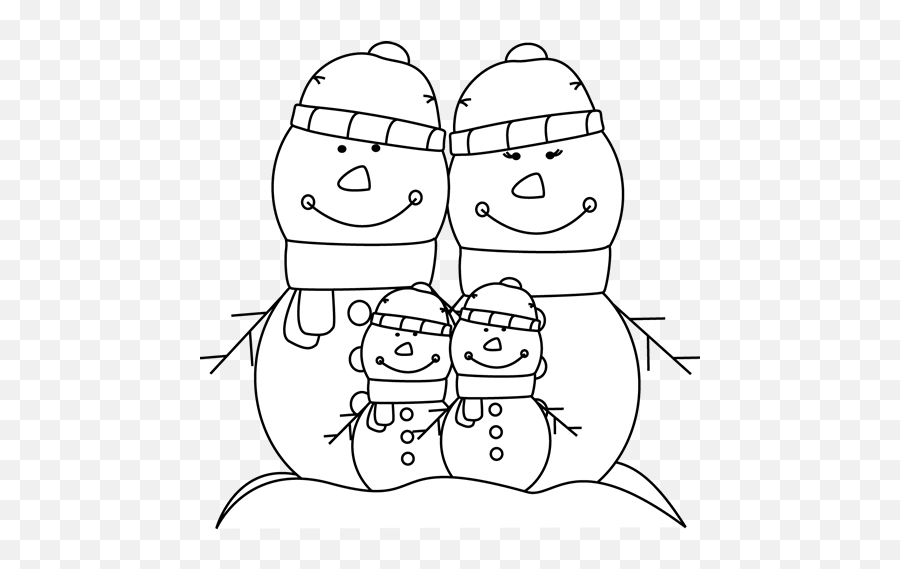 Family Clipart Black And White Png - Snowman In Black And White Emoji,Black Family Emoji