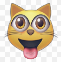 Crazy Emoji Weird Eyes Cat Cats Art Freetoedit - Transparent Heart