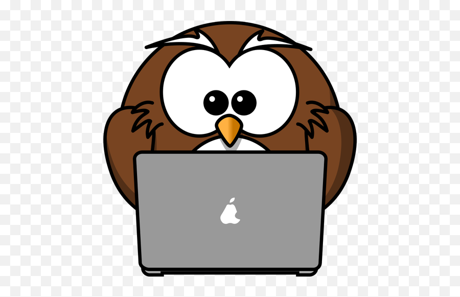 Owl With Laptop Vector Drawing - Stay Safe Online Cartoon Emoji,Emojis For Computer Mac