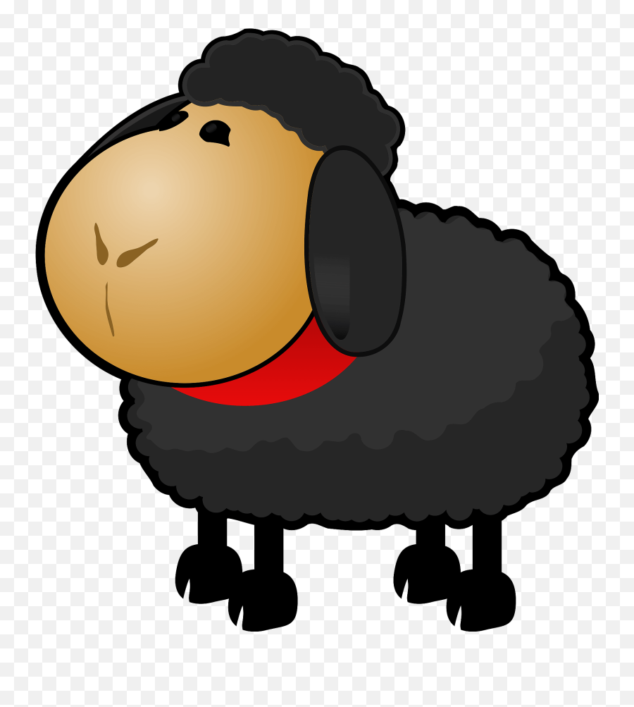 Black Sheep With Red Ribbon Throat - Ovelha Preta Desenho Png Emoji,Black Sheep Emoji