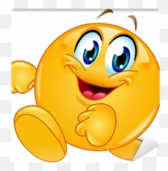 Walking Emoticon Wall Mural Pixers - Smiley Excited Emoji,Fingers Crossed Emoticon