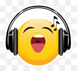Cute Headphones Singing Loudly Emoji Sticker - Cute Emoji,Suspicious Emoji