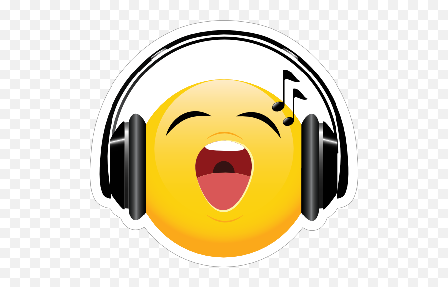 Cute Headphones Singing Loudly Emoji Sticker - Cute Emoji,Suspicious Emoji
