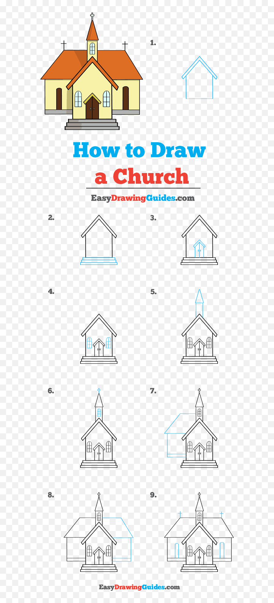 How To Draw A Church - Really Easy Drawing Tutorial Draw A Church Emoji,Church Emoji