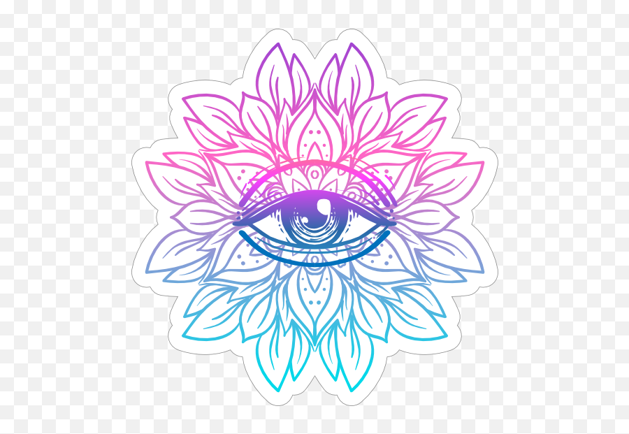 Lotus With Third Eye Mandala Boho Sticker - Mandala Stickers Emoji,Third Eye Emoji