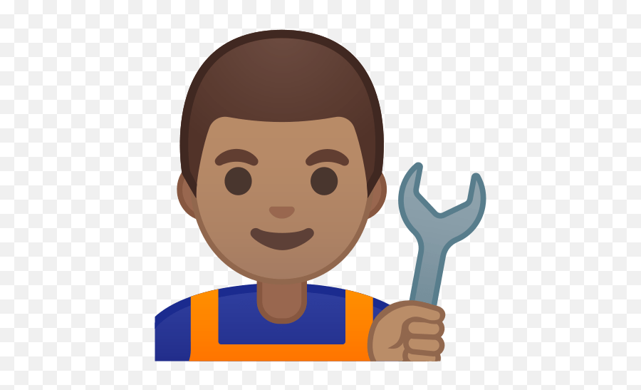 Man Mechanic Emoji With Medium Skin - Transparent Factory Worker Cartoon,Mechanic Emoji