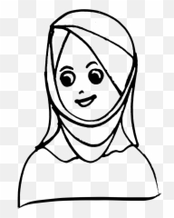 Faces Girl With Head Covered Headscarf - Scarf Clipart Black And White Emoji