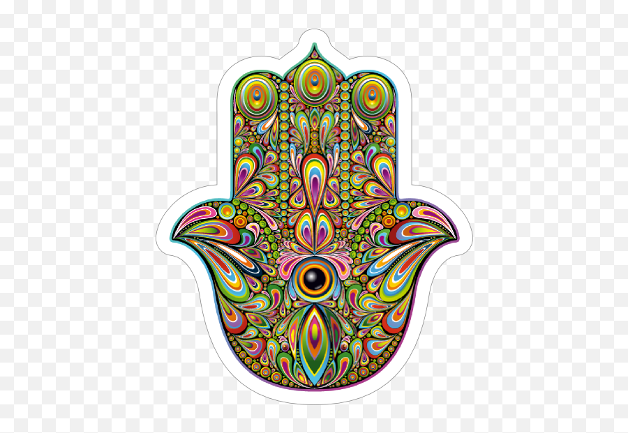 Peacock Design Hamsa Boho Sticker - Psychedelic Art Emoji,Hamsa Emoji