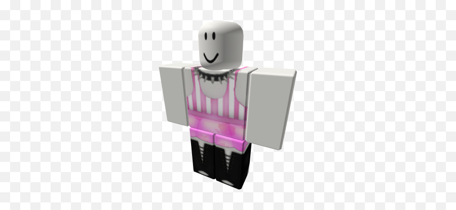 Pink Flower Skirt Wstriped Pink Top And Heels - Roblox Roblox Shirt Template Emoji,Fork Emoticon