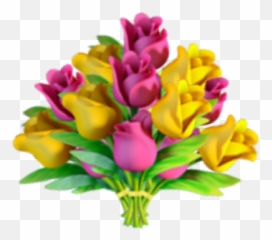 Flowers Pink Yellow Green Sticker - Lilies Emoji,Bouquet Emoji