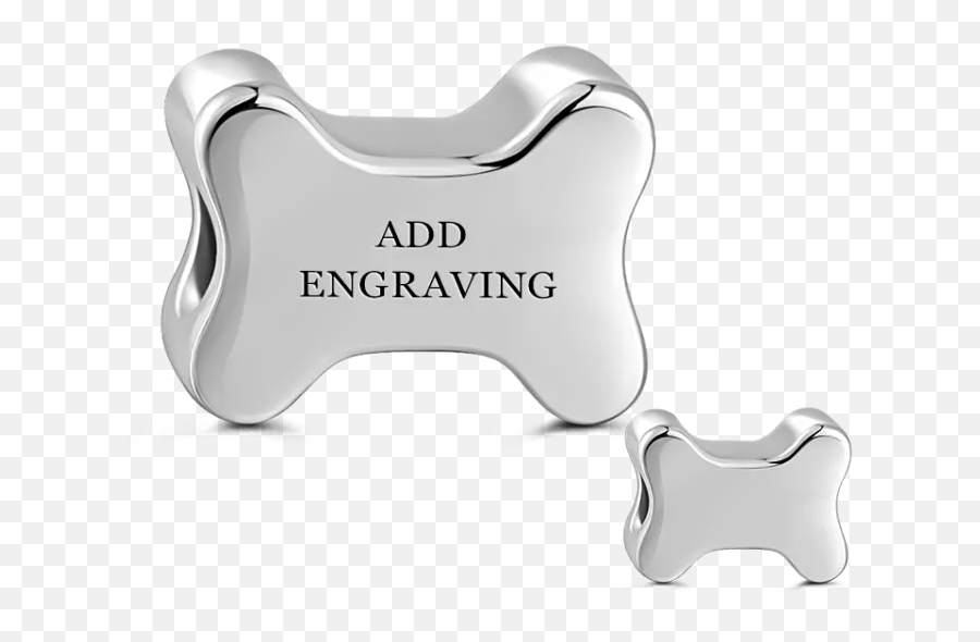 Engraved Bone Charm Silver - Alaskan Malamute Emoji,Dog Bone Emoji