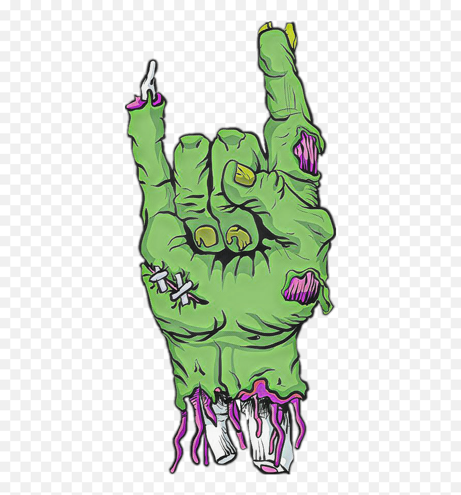 Hand Devil Horns Zombie Sticker Zombie - Zombie Hand Devil Horns Emoji,Rock Horns Emoji