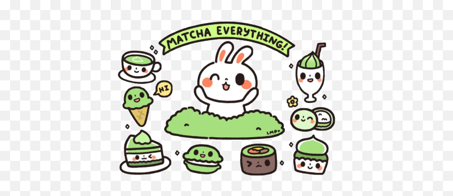 Sticker Bunny Matcha Matchaeverything - Matcha Kawaii Emoji,Matcha Emoji