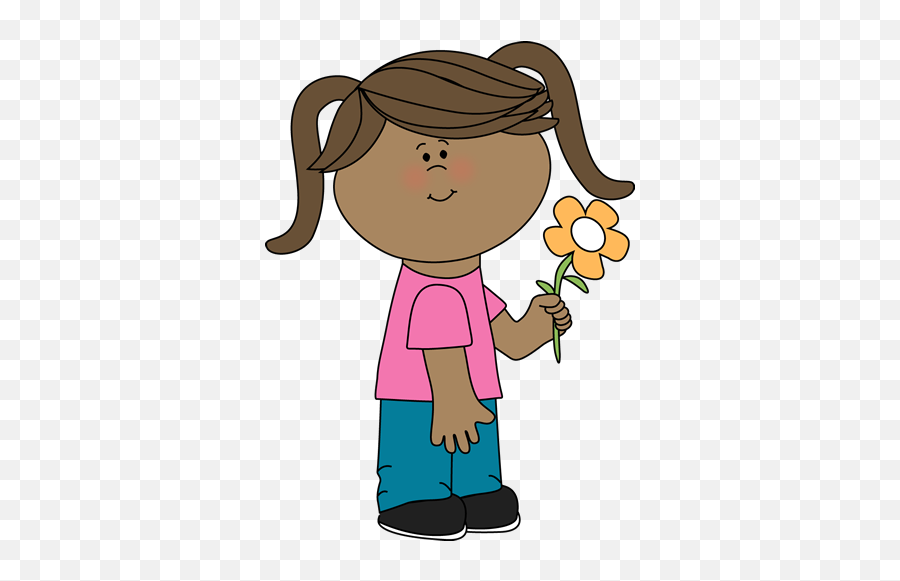Flower Girl Basket Clipart - Girl Holding A Flower Clipart Emoji,Flower Girl Emoji