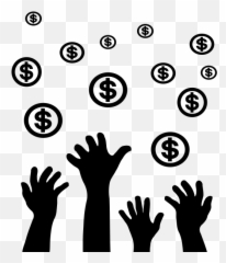 Hands Reaching Money Vector Silhouette - Basic Income Png Emoji