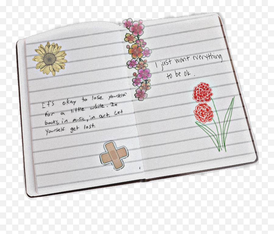 Notebook Writing Flowers Sayings - Chinese Hibiscus Emoji,Music Note Book Emoji