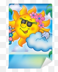 Hawaiian Sun With Palms Wall Mural - Hawaiian Clip Art Emoji,Hawaiian Emoticon