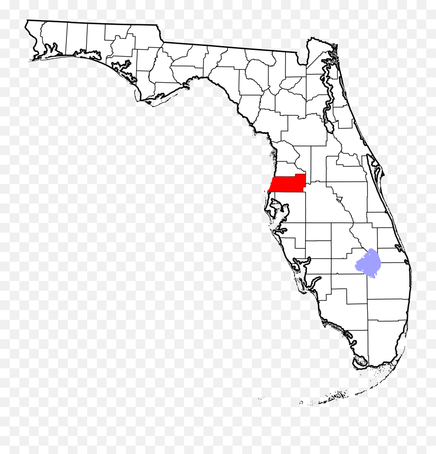 Map Of Florida Highlighting Pasco County - Florida First Coast Map Emoji,Beach Emoji