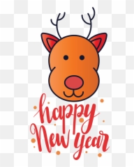 New Year Reindeer Snout Text for Happy 2021 - Emoji