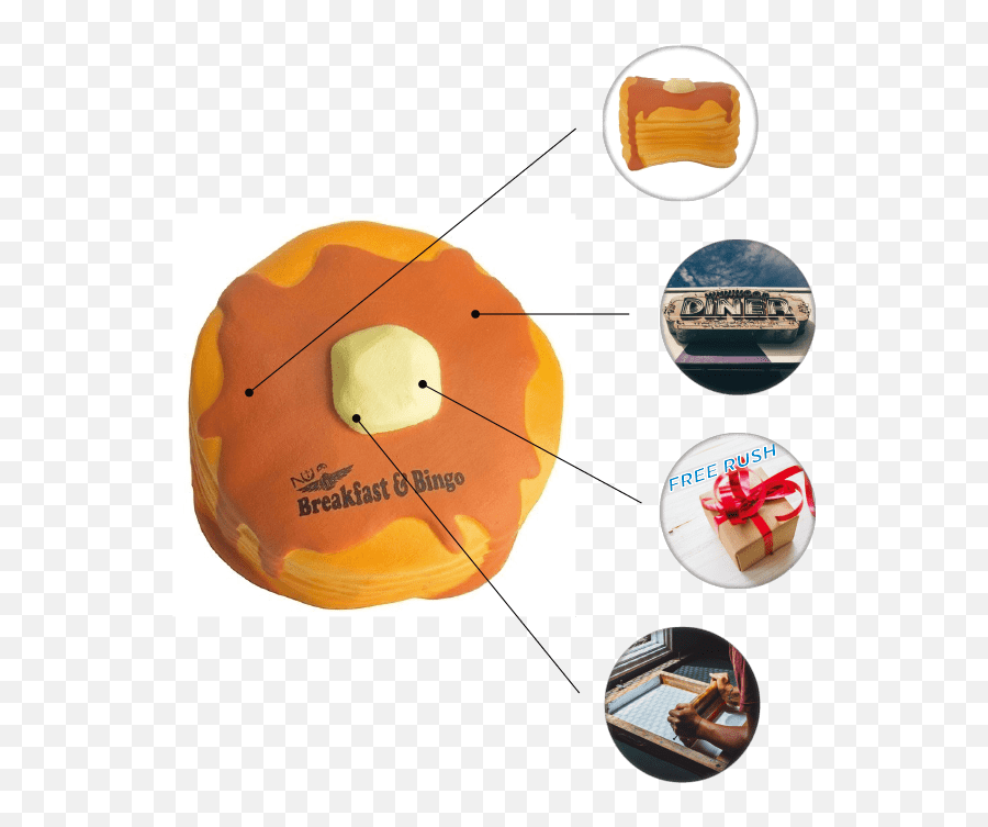 Promotional Stack Of Pancakes Squeezies - Stress Reliever Doughnut Emoji,Water Polo Ball Emoji