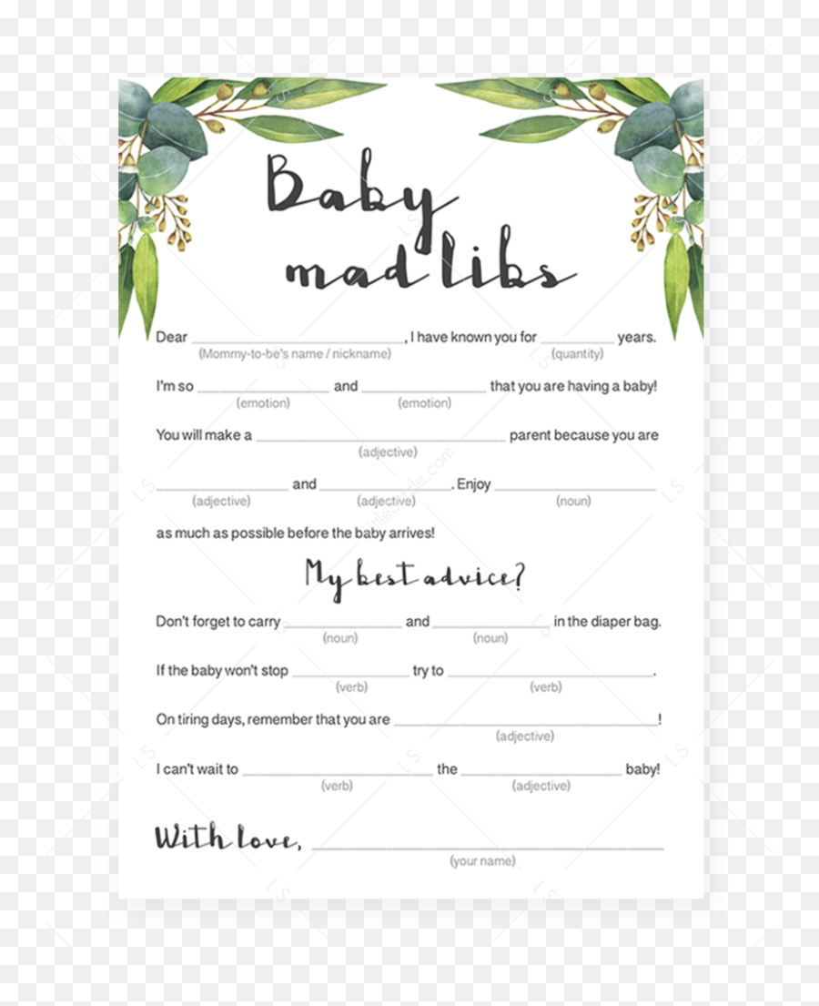 Mad Libs Baby Shower Game Printable - Baby Shower Emoji Game Free Printable,Shower Emoji Png