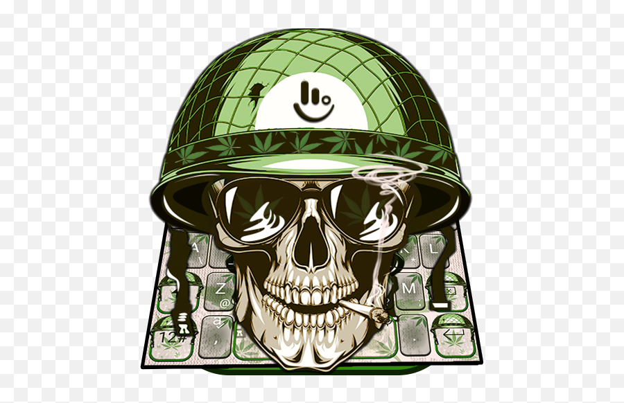 Smoking Cool Skull Rasta Weed Keyboard Theme Hack Cheats - Skull Soldier Vector Emoji,Skull Emoticons