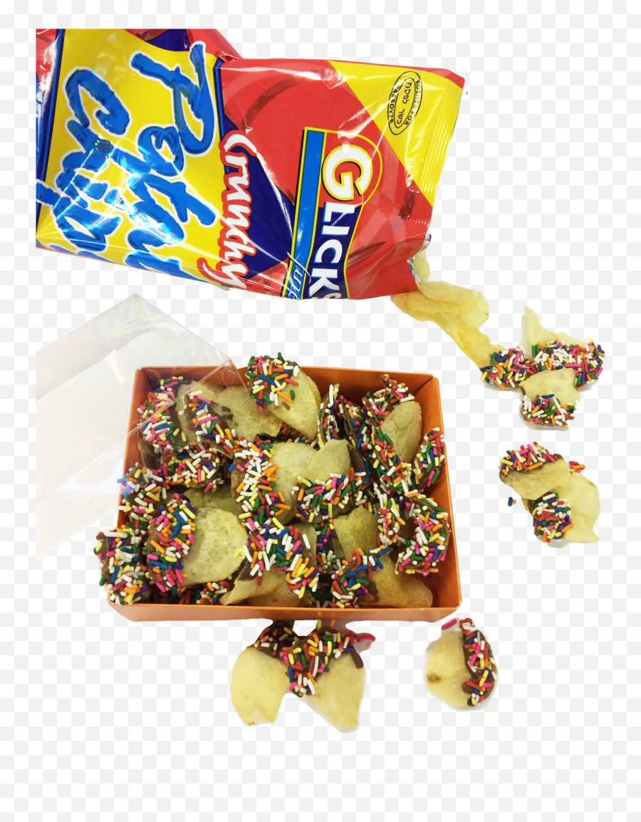 Passover Potato Chips With Chocolate And Sprinkles - Toffee Emoji,Sweet Potato Emoji