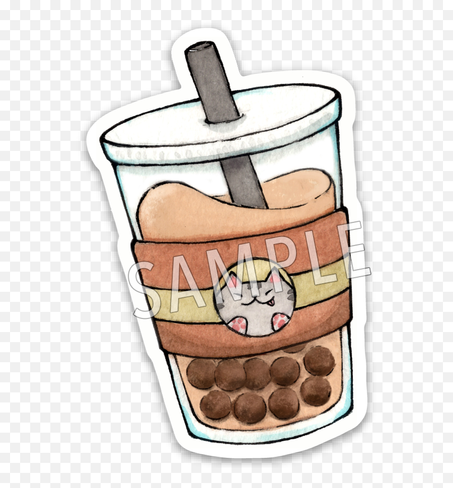 Boba Mew Tea Vinyl Sticker Clipart - Full Size Clipart Clip Art Emoji,Boba Emoji